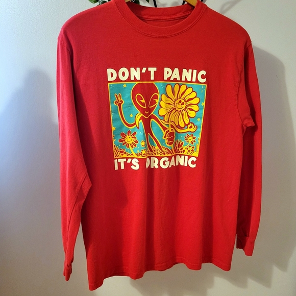 A.LAB | "Don't Panic It's Organic" GRAPHIC LONGSLEEVE med red - Picture 4 of 7